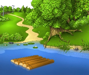 Tratwa, Park, Jezioro