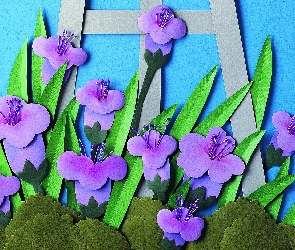 Fioletowe, Papier Art, Kwiaty