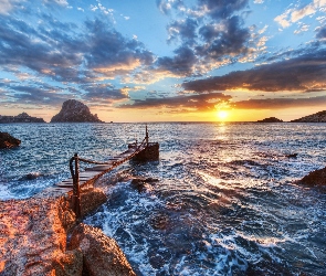 Kładka, Hiszpania, Ibiza, Morze, Wybrzeże