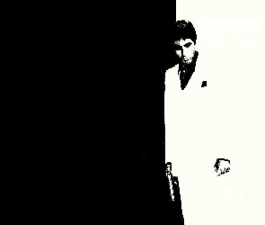 Al Pacino, pistolet, strój, jasny