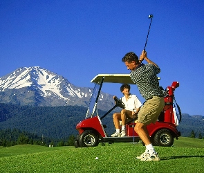 Sportowe Golf, samochodzik, kij golfowy , piłka do golfa