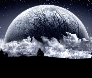Księżyc, Horyzont, Chmury