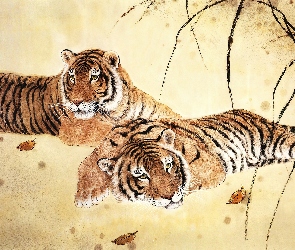 Dwa, Tygrysy, Odpoczywające