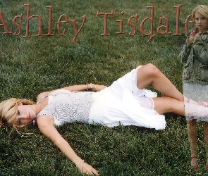 Spódnica, Biała, Ashley Tisdale, Trawa