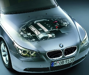 BMW 5, Silnik, Przód, Schemat, E60