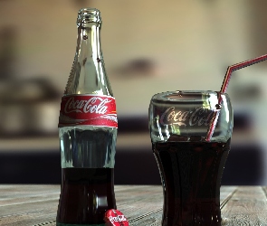 Szklanka, Butelka, Coca, Cola