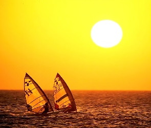 Zachód, Windsurfing, Słońca