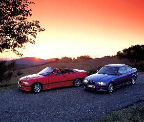 BMW 3, Granatowy, Czerwony Cabriolet, E36
