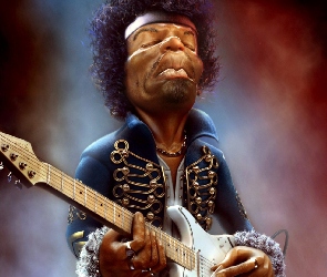 Karykatura, Gitara, Jimi Hendrix