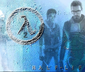 Half Life 2, logo, mężczyzna, kobieta, postać