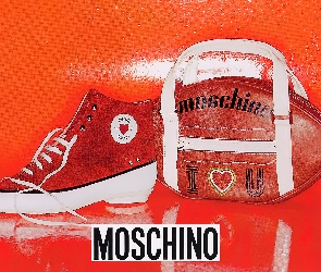 Moschino, czerwone, but, torebka