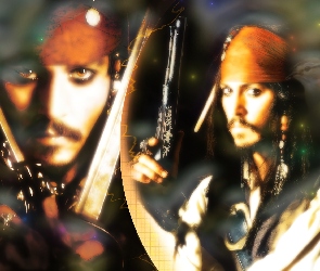 Johnny Depp, Piraci Z Karaibów, pirat, pistolet