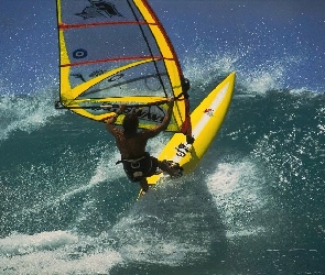 żółta deska, Windsurfing