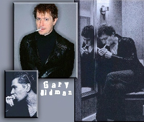 czarna kurtka, papieros, Gary Oldman