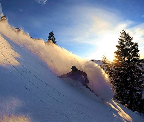 śnieg, snowboardzista, Snowbording, deska