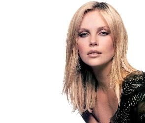 proste, włosy, Charlize Theron