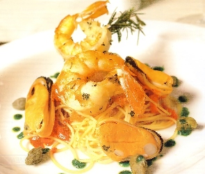 Krewetki, Spaghetti