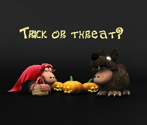 Halloween, Wilk, Czerwony, Kapturek