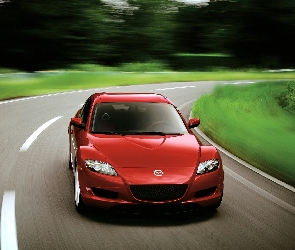 Czerwona, Przyciemniane szyby, Mazda