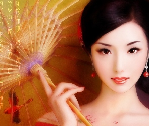 Japonka, Parasol, Piękna