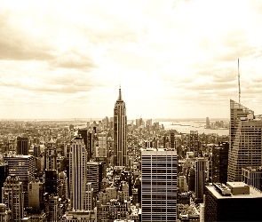 Miasto, Drapacze, Empire State Building, Nowy, Jork, Chmur