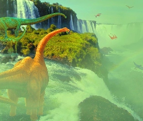 Wodospad, Dinozaury