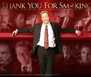 Aaron Eckhart, Cameron Bright, Thank You For Smoking, Katie Holmes, William H. Macy, Maria Bello, garnitur, Sam Elliott