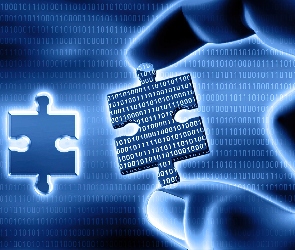 Dłoń, Niebieski, Binarne, Liczby, Puzzle