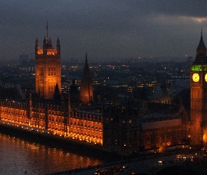 Big Ben, Londyn, Pałac, Westminsterski, Nocą