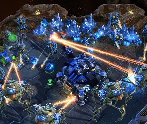 miasto, roboty, kosmos, laser, Starcraft 2