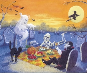 Halloween, impreza na cmentarzu