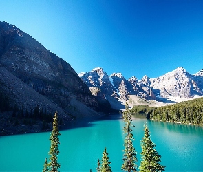 Prowincja Alberta, Świerki, Jezioro Moraine, Park Narodowy Banff, Kanada