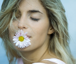 Dziewczyna, Kwiatek, Usta