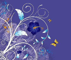 Kwiaty, Motyle, Fantazyjne