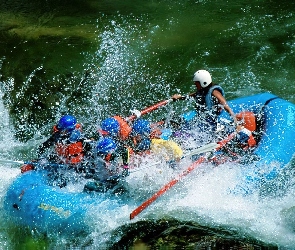 fale, ponton , spływ, Rafting, rzeka, wiosła