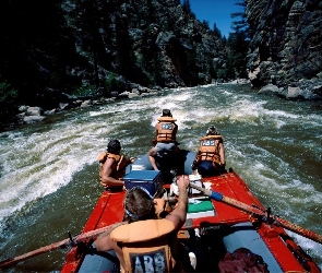 góry, ponton , spływ, Rafting, rzeka, wiosła