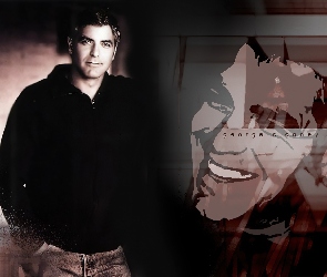 czarna bluza, uśmiech, George Clooney