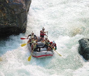 spływ, ponton, wiosła , rzeka, Rafting