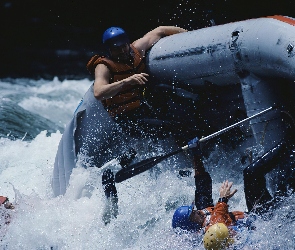 spływ, wywrotka, wiosła , rzeka, Rafting