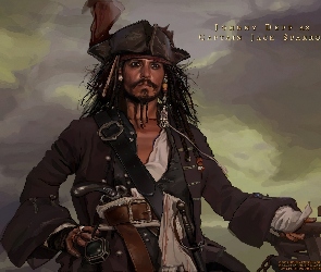 Piraci Z Karaibów, kapitan, rysunek, Johnny Depp