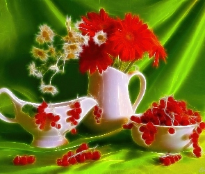 Kwiaty, Grafika, Wazon