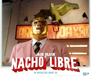 Nacho Libre, ptak, różowy, garnitur, maska
