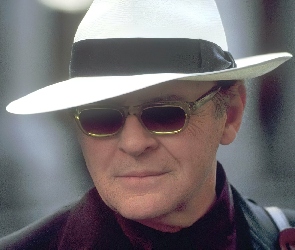 kapelusz, okulary, Anthony Hopkins