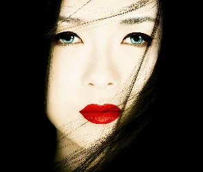 Aktorka, Usta, Czerwone, Twarz, Zhang Ziyi