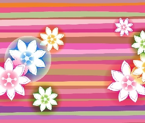 Kwiaty, Paski, Tekstura, Kolorowe