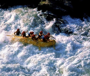 spływ, ponton, wiosła , rzeka, Rafting