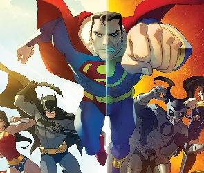 Justice League Crisis on Two Earths, Liga Sprawiedliwych Kryzys na dwóch Ziemiach, Dobro, Bohaterowie, Zło, Serial animowany