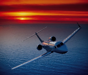 GulfStream G-300, Słońca, Zachód, Morze