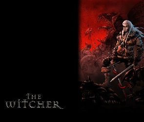 The Witcher, mężczyzna, miecz, potwór