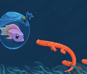 Grafika 3D, Bańka, Morze, Ryby